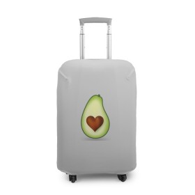Чехол для чемодана 3D с принтом Авокадо сердечко в Кировске, 86% полиэфир, 14% спандекс | двустороннее нанесение принта, прорези для ручек и колес | авокадо | авокадо с сердечком | авокадо сердечко | авокадо сердце | авокадо эмоции | сердечко | четыре | четыре авокадо