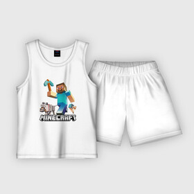 Детская пижама с шортами хлопок с принтом MINECRAFT в Кировске,  |  | block | creeper | cube | minecraft | pixel | блок | геометрия | крафт | крипер | кубики | майнкрафт | пиксели