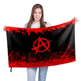 Флаг 3D с принтом АНАРХИЯ в Кировске, 100% полиэстер | плотность ткани — 95 г/м2, размер — 67 х 109 см. Принт наносится с одной стороны | anarchy | riot | rock | анархия | бунт | знаки | музыка | панки | рок | символ