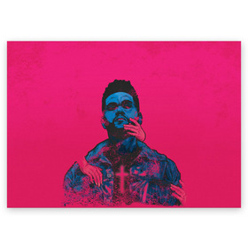 Поздравительная открытка с принтом The Weeknd в Кировске, 100% бумага | плотность бумаги 280 г/м2, матовая, на обратной стороне линовка и место для марки
 | blinding lights | heartless | starboy | the weekend | уикенд