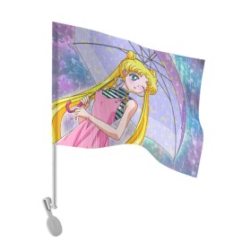 Флаг для автомобиля с принтом Sailor Moon в Кировске, 100% полиэстер | Размер: 30*21 см | baby | bunny | girl | like | pink | sailormoon | usagi | вода капли | воин | волосы | глаза | девушка | дождь | зайчик | зонтик | котик | кролик | лето | луна | малышка | матроска | небо | облака | природа | радуга | розовый