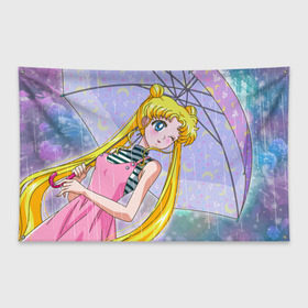 Флаг-баннер с принтом Sailor Moon в Кировске, 100% полиэстер | размер 67 х 109 см, плотность ткани — 95 г/м2; по краям флага есть четыре люверса для крепления | baby | bunny | girl | like | pink | sailormoon | usagi | вода капли | воин | волосы | глаза | девушка | дождь | зайчик | зонтик | котик | кролик | лето | луна | малышка | матроска | небо | облака | природа | радуга | розовый