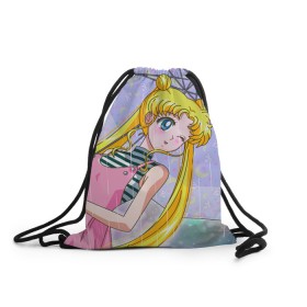 Рюкзак-мешок 3D с принтом Sailor Moon в Кировске, 100% полиэстер | плотность ткани — 200 г/м2, размер — 35 х 45 см; лямки — толстые шнурки, застежка на шнуровке, без карманов и подкладки | Тематика изображения на принте: baby | bunny | girl | like | pink | sailormoon | usagi | вода капли | воин | волосы | глаза | девушка | дождь | зайчик | зонтик | котик | кролик | лето | луна | малышка | матроска | небо | облака | природа | радуга | розовый