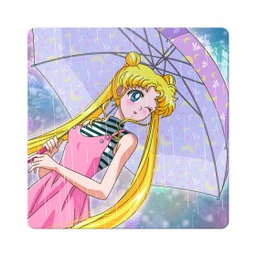 Магнит виниловый Квадрат с принтом Sailor Moon в Кировске, полимерный материал с магнитным слоем | размер 9*9 см, закругленные углы | Тематика изображения на принте: baby | bunny | girl | like | pink | sailormoon | usagi | вода капли | воин | волосы | глаза | девушка | дождь | зайчик | зонтик | котик | кролик | лето | луна | малышка | матроска | небо | облака | природа | радуга | розовый