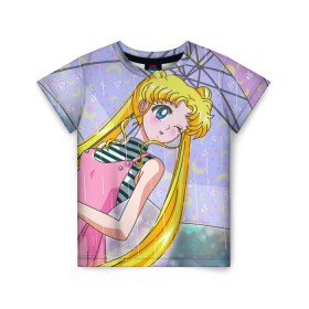 Детская футболка 3D с принтом Sailor Moon в Кировске, 100% гипоаллергенный полиэфир | прямой крой, круглый вырез горловины, длина до линии бедер, чуть спущенное плечо, ткань немного тянется | baby | bunny | girl | like | pink | sailormoon | usagi | вода капли | воин | волосы | глаза | девушка | дождь | зайчик | зонтик | котик | кролик | лето | луна | малышка | матроска | небо | облака | природа | радуга | розовый