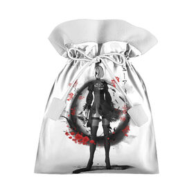 Подарочный 3D мешок с принтом 2B Ink Sakura dawn в Кировске, 100% полиэстер | Размер: 29*39 см | 2a | 2b | 9s | andoird | ink | japanese | kanji | nier automata | nuar | sakura | yohra | андроид | кандзи | нуар | сакура | чернила | япония