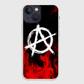 Чехол для iPhone 13 mini с принтом АНАРХИЯ | ANARCHY RED FIRE в Кировске,  |  | anarchy | riot | rock | анархия | бунт | знаки | музыка | панки | рок | символ