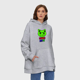 Худи SuperOversize хлопок с принтом Zombie Kitty в Кировске, 70% хлопок, 30% полиэстер, мягкий начес внутри | карман-кенгуру, эластичная резинка на манжетах и по нижней кромке, двухслойный капюшон
 | зомби | каваи | кислота | кот | котик | кошка | милый | монстр | пиксельный арт | радуга | яркий