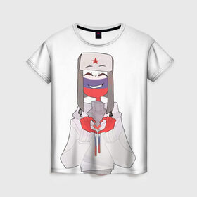 Женская футболка 3D с принтом Country Humans в Кировске, 100% полиэфир ( синтетическое хлопкоподобное полотно) | прямой крой, круглый вырез горловины, длина до линии бедер | countryhumans | картинки | персонаж | прикольные картинки