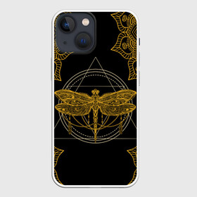 Чехол для iPhone 13 mini с принтом Golden dragonfly в Кировске,  |  | Тематика изображения на принте: dragonfly | golden dragonfly | стрекоза