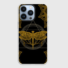 Чехол для iPhone 13 Pro с принтом Golden dragonfly в Кировске,  |  | Тематика изображения на принте: dragonfly | golden dragonfly | стрекоза