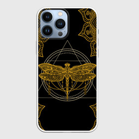 Чехол для iPhone 13 Pro Max с принтом Golden dragonfly в Кировске,  |  | Тематика изображения на принте: dragonfly | golden dragonfly | стрекоза