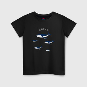 Детская футболка хлопок с принтом Ocean в Кировске, 100% хлопок | круглый вырез горловины, полуприлегающий силуэт, длина до линии бедер | касатки | киты | киты в океане | морские звери | океан