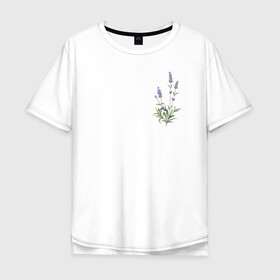 Мужская футболка хлопок Oversize с принтом Lavanda в Кировске, 100% хлопок | свободный крой, круглый ворот, “спинка” длиннее передней части | лаванда | лавандовые цветы | милота | нежность | цветочки | цветы