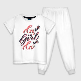 Детская пижама хлопок с принтом Go Girl Go в Кировске, 100% хлопок |  брюки и футболка прямого кроя, без карманов, на брюках мягкая резинка на поясе и по низу штанин
 | 8 марта | fem | feminism | feminist | девочки | девушки | женщины | феминизм | феминист | фемистка