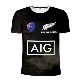 Мужская футболка 3D спортивная с принтом ALL BLACKS в Кировске, 100% полиэстер с улучшенными характеристиками | приталенный силуэт, круглая горловина, широкие плечи, сужается к линии бедра | all blacks | new zealandd | rugby | новая зеландия | олл блэкс | регби | хака