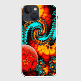 Чехол для iPhone 13 mini с принтом СТОЛКНОВЕНИЕ ПЛАНЕТ в Кировске,  |  | abstract | abstraction | color | fractal | geometry | paitnt | polygon | polygonal | psy | абстракция | геометрия | краски | неоновые | полигоны | психоделика | фрактал