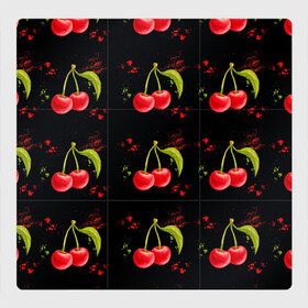 Магнитный плакат 3Х3 с принтом Вишенки в Кировске, Полимерный материал с магнитным слоем | 9 деталей размером 9*9 см | брызги | вишня | красный | сочно | ягода