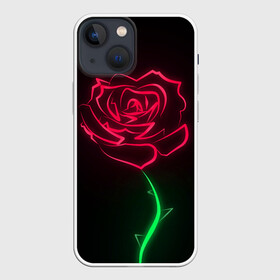 Чехол для iPhone 13 mini с принтом Неоновая роза в Кировске,  |  | 8 марта | neon | rose | неон | роза