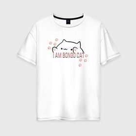 Женская футболка хлопок Oversize с принтом Bongo Cat в Кировске, 100% хлопок | свободный крой, круглый ворот, спущенный рукав, длина до линии бедер
 | bongo cat | кот | котики | мемы