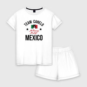 Женская пижама с шортиками хлопок с принтом Team Canelo в Кировске, 100% хлопок | футболка прямого кроя, шорты свободные с широкой мягкой резинкой | 
