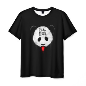 Мужская футболка 3D с принтом _Panda_ в Кировске, 100% полиэфир | прямой крой, круглый вырез горловины, длина до линии бедер | color | have | hunter | panda | text | we | yes | австралия | арт | бе | высунула | глаза | голова | да | дикое | есть | животное | лбу | млекопитающее | на | надпись | нас | нос | охотник | панда | панды | показывает