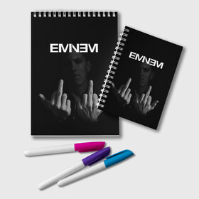 Блокнот с принтом EMINEM в Кировске, 100% бумага | 48 листов, плотность листов — 60 г/м2, плотность картонной обложки — 250 г/м2. Листы скреплены удобной пружинной спиралью. Цвет линий — светло-серый
 | Тематика изображения на принте: america | eminem | rap | slim shady | usa | америка | зарубежный реп | реп | сша | эминем