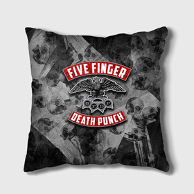 Подушка 3D с принтом Five Finger Death Punch в Кировске, наволочка – 100% полиэстер, наполнитель – холлофайбер (легкий наполнитель, не вызывает аллергию). | состоит из подушки и наволочки. Наволочка на молнии, легко снимается для стирки | 5fdp | death | ffdp | finger | five | five finger death punch | punch | грув метал