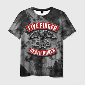 Мужская футболка 3D с принтом Five Finger Death Punch в Кировске, 100% полиэфир | прямой крой, круглый вырез горловины, длина до линии бедер | Тематика изображения на принте: 5fdp | death | ffdp | finger | five | five finger death punch | punch | грув метал