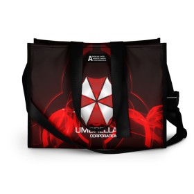 Сумка-шоппер 3D с принтом Umbrella Corp в Кировске, 100% полиэстер | застегивается на металлическую кнопку; внутренний карман застегивается на молнию. Стенки укреплены специальным мягким материалом, чтобы защитить содержимое от несильных ударов
 | biohazard | biohazard 7 | crocodile | fang | game | hand | monster | new umbrella | resident evil | resident evil 7 | umbrella | umbrella corp | umbrella corporation | zombie | обитель