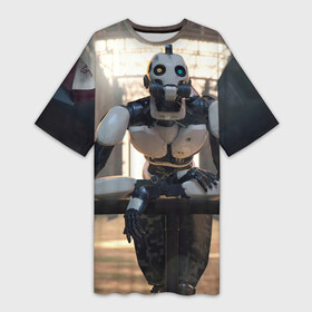 Платье-футболка 3D с принтом Любовь Смерть Роботы в Кировске,  |  | death | icon | love | love death robots | netflix | robots | series | любовь | мультфильм | нетфликс | нэтфликс | роботы | сериал