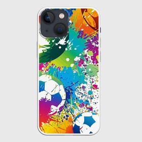 Чехол для iPhone 13 mini с принтом Football Paints в Кировске,  |  | art | ball | football | paint | spray | texture | арт | брызги | краски | мяч | текстура | футбол