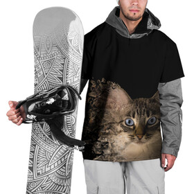 Накидка на куртку 3D с принтом Disintegrating Cat в Кировске, 100% полиэстер |  | cat | азулес | атомный кот | голубоглазая кошка | голубоглазый кот | голубоглазый котик | кот | кот к | кот распадающийся на атомы | кот с голубыми глазами | котик | котэ | кошак | кошачий портрет