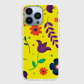 Чехол для iPhone 13 Pro с принтом Цветочный микс в Кировске,  |  | flowers | девушки | желтые | круги | лето | листья | природа | разноцветные | растения | ромашки | солнце | текстура | тропика | тюльпаны | узоры | цветочки | цветы
