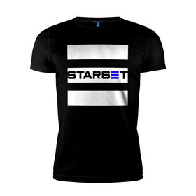 Мужская футболка хлопок Slim с принтом Starset logo в Кировске, 92% хлопок, 8% лайкра | приталенный силуэт, круглый вырез ворота, длина до линии бедра, короткий рукав | logo | rock | starset | лого | рок | старсет