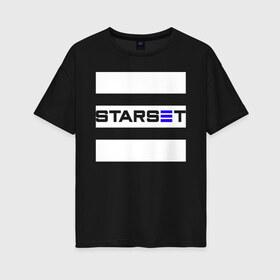 Женская футболка хлопок Oversize с принтом Starset logo в Кировске, 100% хлопок | свободный крой, круглый ворот, спущенный рукав, длина до линии бедер
 | logo | rock | starset | лого | рок | старсет