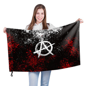 Флаг 3D с принтом АНАРХИЯ в Кировске, 100% полиэстер | плотность ткани — 95 г/м2, размер — 67 х 109 см. Принт наносится с одной стороны | anarchy | riot | rock | анархия | бунт | знаки | музыка | панки | рок | символ