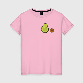 Женская футболка хлопок с принтом Авокадо в Кировске, 100% хлопок | прямой крой, круглый вырез горловины, длина до линии бедер, слегка спущенное плечо | avocado | vegan | vegetarian | авокадо | веган | вегетарианство