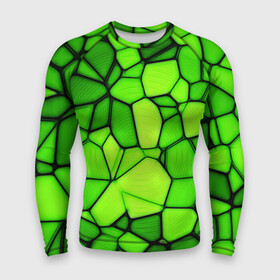 Мужской рашгард 3D с принтом Зеленая мозаика в Кировске,  |  | зеленая мозаика | зелень | мозаика | мозаичный узор | текстура | узор мозаика