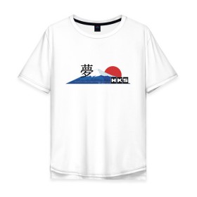 Мужская футболка хлопок Oversize с принтом HKS Japan JDM в Кировске, 100% хлопок | свободный крой, круглый ворот, “спинка” длиннее передней части | Тематика изображения на принте: 