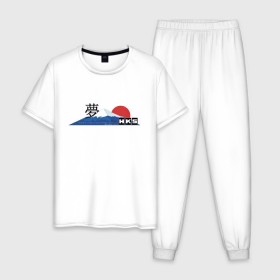 Мужская пижама хлопок с принтом HKS Japan JDM в Кировске, 100% хлопок | брюки и футболка прямого кроя, без карманов, на брюках мягкая резинка на поясе и по низу штанин
 | Тематика изображения на принте: 