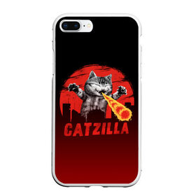 Чехол для iPhone 7Plus/8 Plus матовый с принтом CATZILLA в Кировске, Силикон | Область печати: задняя сторона чехла, без боковых панелей | catzilla | годзилла | кот | котик | кошка | кэтзилла | мимими | прикол | прикольная