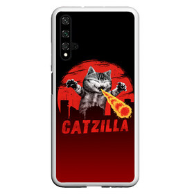 Чехол для Honor 20 с принтом CATZILLA в Кировске, Силикон | Область печати: задняя сторона чехла, без боковых панелей | catzilla | годзилла | кот | котик | кошка | кэтзилла | мимими | прикол | прикольная