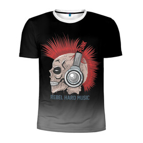 Мужская футболка 3D спортивная с принтом Rebel hard music в Кировске, 100% полиэстер с улучшенными характеристиками | приталенный силуэт, круглая горловина, широкие плечи, сужается к линии бедра | punk | rebel hard music | rock | метал | металл | панк | панки | рок | рокер | тяжелая музыка