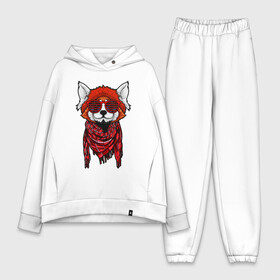 Женский костюм хлопок Oversize с принтом Красная панда в Кировске,  |  | cool | cute | fashion | panda | red | в очках | забавная | красная | крутая | милая | модная | очки | панда | пандарен | пандочка | пандочки | панды | смешная | солнечные очки | улыбается