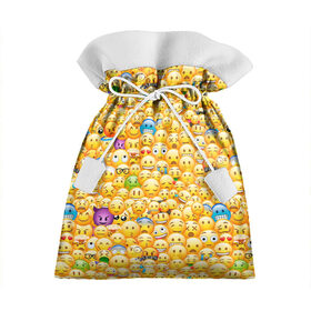 Подарочный 3D мешок с принтом Смайлики Emoji в Кировске, 100% полиэстер | Размер: 29*39 см | emoji | smile | sticker | грусть | любовь | печаль | плачь | смайлики | стикеры | текстура | улыбка | эмоджи | эмодзи