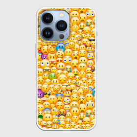 Чехол для iPhone 13 Pro с принтом Смайлики Emoji в Кировске,  |  | emoji | smile | sticker | грусть | любовь | печаль | плачь | смайлики | стикеры | текстура | улыбка | эмоджи | эмодзи