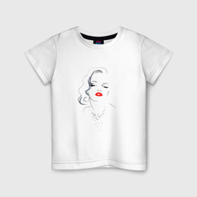 Детская футболка хлопок с принтом Монро в Кировске, 100% хлопок | круглый вырез горловины, полуприлегающий силуэт, длина до линии бедер | актрисса | два | кино | лицо | монро | мэрилин