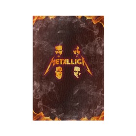 Обложка для паспорта матовая кожа с принтом Metallica в Кировске, натуральная матовая кожа | размер 19,3 х 13,7 см; прозрачные пластиковые крепления | Тематика изображения на принте: james alan hetfield | джеймс хетфилд | кирк хэмметт | ларс ульрих | металлика | музыка | роберт трухильо | трэш метал | хеви метал