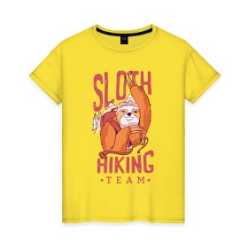 Женская футболка хлопок с принтом Ленивец в Кировске, 100% хлопок | прямой крой, круглый вырез горловины, длина до линии бедер, слегка спущенное плечо | camping | hiking | outdoor | sloth | кемпинг | ленивец | ленивцы